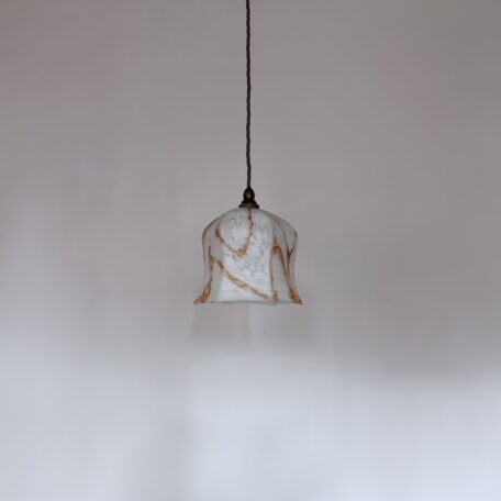 White Mottled Glass Shade with Orange Details