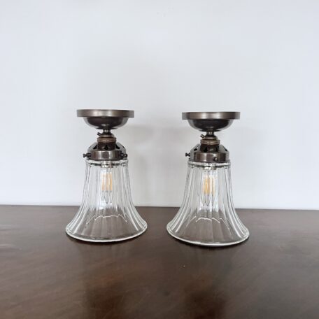 Fluted Clear Glass, Antique Brass Flush Fitting Lights