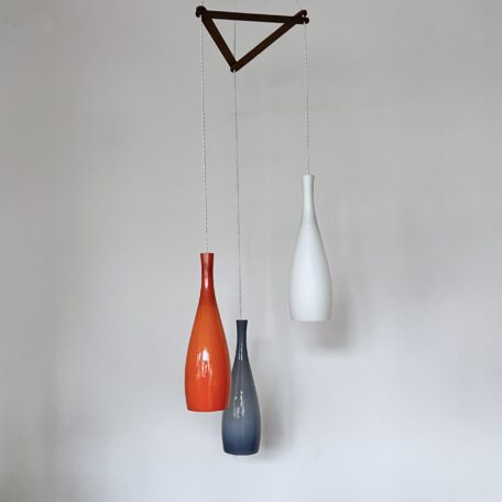 Mid Century Jacob E. Bang for Fog & Mørup Three Pendant Chandelier