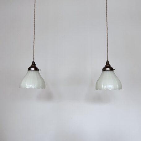 Pair of Moonstone Glass Shades