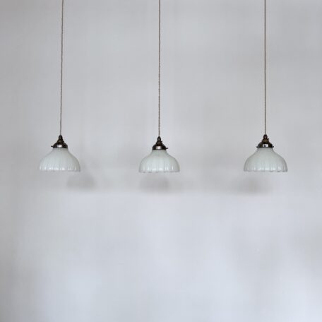 Set of Three Moonstone Glass Shades