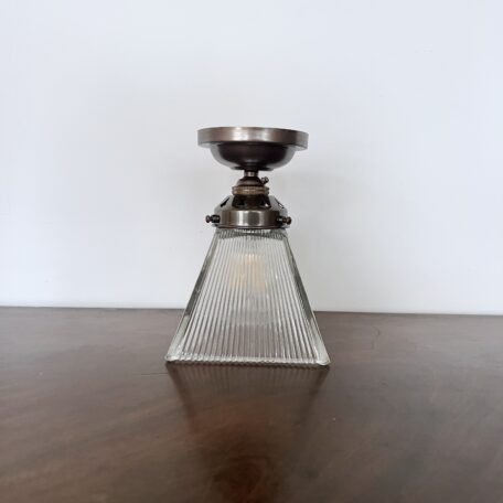 Square Clear Glass, Antique Brass Flush Fitting Lights