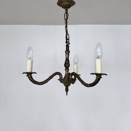 Three Arm Cast Brass Chandelier