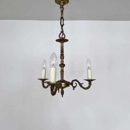 Three Arm Cast Brass Chandelier