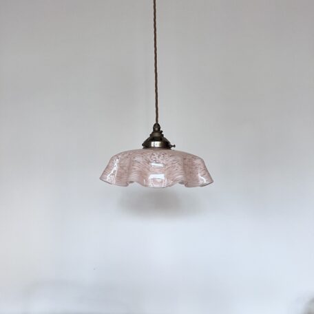 French Pink Mottled Glass Handkerchief Shade