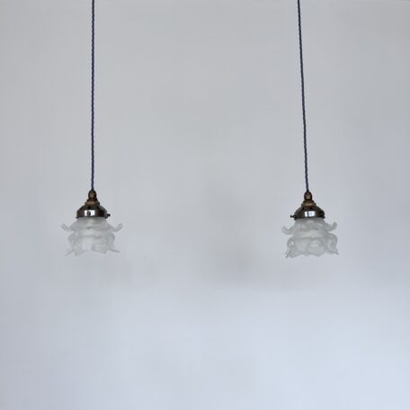 Pair of Frosted Floral Glass Shades